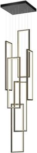 Fruid Modern LED Stair Chandelier for Villa,6 Light Long Pendant Light,300cm Adjustable Height,Aluminum Frame,Ceiling Light Chandelier for High Ceiling Dining Room(60 * 20cm, Cold(6000K))