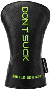 Aiming Fluid Golf “Don’t Suck” Driver Headcover Premium Quilted Leather Golf Driver Head Cover, Funny Golf Club Headcover, Luxury Golf Bag Accessory, Unique Golf Gift for Men (AFTER DARK- VENOM GREEN)