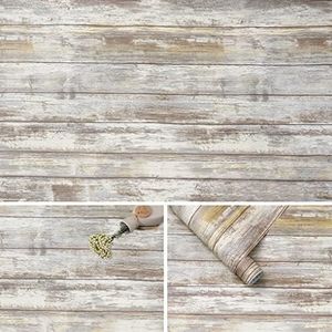 Arthome 11.8x100'' Gray Rustic Wood Contact Paper Peel and Stick Self-Adhesive Wallpaper,Decorative Vinyl for Countertop Cabinets,Easy to Clean Removable Distressed Plank Grain Vintage Wall Covering