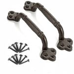 FIGHVER 2 Packs Barn Door Handle Pull, 8.7 Inch Solid Cast Iron Rustic Gate Handle Set for Vintage Gate Fence Interior Outdoor Garage Shed Closet Drawer Cabinet Sliding Door (Rust Color)