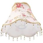 Healeved Floral Lamp Lampshade Lampshade Vintage Lamp Royal Bell Scalloped Lamp Imperial Lampshade with Tassel Decorative Lamp Cover Fabric Light Cover Fringe Lamp Bell Lampshade