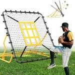 Baseball Rebounder Net 4x4.5FT Pitch Back Baseball Rebounder with Strike Zone & 9-Grid Target Adjustable Pitching Net for Grounders Batting Pitching Fielding Bounce Back Softball Volleyball Soccer Net