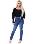 989Zé ENZO Womens High Waist Slim Straight Leg Jeans Stretch Cotton Denim Pants EZL423 Jeans Blue 18