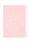 Eccolo Dayna Lee Collection Pink"Her Greatest Power" 8x6" Flexi-cover Journal/Notebook, Acid-free Lined Sheets