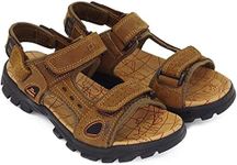 Asifn Athletic Sport Sandals Slides Men Outdoor Summer Leather Fisherman Beach Casual Shoes Strap Hiking (11.5-12 M US,29 cm Heel to Toe Brown