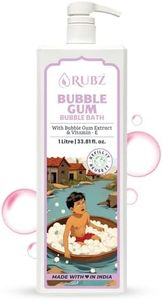 Rubz Bubble Gum Bubble Bath | With The Goodness Of Bubble Gum Extract & Vitamin-E | SLS & Paraben Free | Plant Rich Formula Safe For Kids & Adults | 1 Litre