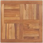 vidaXL Square Table Top - Solid Teak Wood - Fine Sanded with Waterbase Finish - Durable and Weather Resistant - 80x80x2.5 cm - Brown