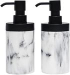 Suanti 2 Pcs Bathroom Marble Soap Dispenser Set-Marble Wide Open, Refillable Liquid Circular Marble Decorative Soap Dispenser for Bathroom Countertop & Kitchen Home Decor