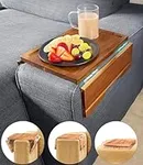 Robust Couch Arm Table Tray w/Double Hinges – Acacia | Clip-On Sofa Arm Tray – Armrest Tray for Couch, Sofa & Chair