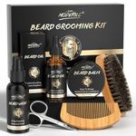 Beard Grooming Kit 6pcs Gift for Men for Valentine's Day Christmas Father's Day Birthdays Beard Wash Shampoo Beard Oil Beard Balm Beard Comb Brush Scissors