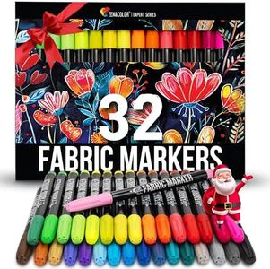 Zenacolor 32 Fabric Markers Pens - Non Toxic, Indelible and Permanent Fabric Paint Pens - Fine Point Tip Textile Marker Pen