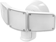 Home Zone Security 3500 Lumen LED Motion Sensor Light - Outdoor Weather Resistant Triple Head 5000K Security Light with Dusk to Dawn Mode and Easy Connect Back Panel, White