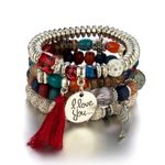 Shining Diva Fashion Latest Stylish Multilayer Bangle Bodhi Bracelet for Women and Girls (Red)(15432b)