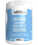 Creatine Monohydrate by Nutritionn - Increases Lean Muscle Mass - Pure Unflavoured Micronized Powder - Premium Workout and Bodybuilding Supplement (510 Grams)