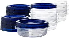 PLASTICPRO [8 oz 96 Pack] Twist Top Deli Containers Clear bottom With blue Top Twist on Lids Reusable, Stackable, Food Storage Freezer Container Pack of 96