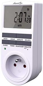 Awootsv Programmateur Prise Électrique et Digitale, with LCD écran avec Compte à rebours Minuterie Numérique Journalier/Hebdomadaire Programmateur Prise 18 Programmes (1 Pack)
