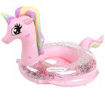 Baby Swimming Float, Inflatable Swim Ring Cute Floaties with Seat and Handle Pool Floats Toys Fun Water Raft Lounge Party Supplies for Infant Toddler Kids Age 0-8 Years Under 44lb (Pink Unicorn)