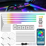 Dreamcolor Acrylic Interior Car LED Strip Light with Wireless APP, RGB 22 in 1 with 175 inches 612 LEDs Fiber Optic Strip Lights for Car, Dual Zone Symphony Neon Car Ambient Lighting