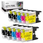 INK4U LC71 LC75 10-Pack Compatible Ink Cartridge Replacement for LC75 LC71 LC79 XL High Yield to Use with MFC-J6510DW MFC-J6710DW MFC-J6910DW MFC-J280W (4 Black, 2 Cyan, 2 Magenta, 2 Yellow)