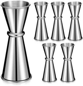 6 Pieces Jigger for Bartending Double Cocktail Japanese Jigger 2 oz 1 oz Stainless Steel Shot Glass Measuring Cup for Home Bar Drink Kitchen Bartender Tools