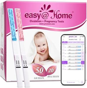 Easy@Home 50 Ovulation Test Strips and 20 Pregnancy Test Strips Combo Kit, (50 LH + 20 HCG)-Package May Vary