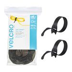 VELCRO Brand ONE WRAP Thin Ties | Strong & Reusable | Perfect for Fastening Wires & Organizing Cords | Black, 8 x 1/2-Inch | 100 Count