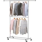 SimpleHouseware Double Rod Garment Rack, Grey