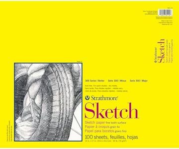 Strathmore 300 Series Sketch Pad, 14x17 inch, 100 Sheets, Glue Bound - Artist Sketchbook for Drawing, Illustration, Art Class Students