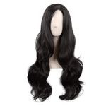 MapofBeauty 28 Inch/70 cm Cosplay Long Wavy Curly Synthetic fiber Side Bangs Anime Fashion Party Hair Wig (Black)