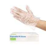 Chunace 500Pcs Disposable Plastic Gloves, Latex Free Powder Free Clear Polyethylene Hand Gloves Non-Sterile For Cleaning- Cooking, Hair Coloring, Food Handling, Large Handheld (White) (Pack of 500Pc)