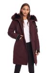 Alpine North Laurentian Women's Vegan Down Parka - Water Repellent, Windproof, Warm Insulated Winter Coat with Faux Fur Hood (Medium, Grape)