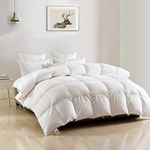 DWR Heavyweight Feathers Down Comforter King, Ultra-Soft Cotton Blend Fabric, High Fill-Power 65oz Thicker Hotel Style Down Duvet Insert for Cold Weather/Sleeper (106x90, White)