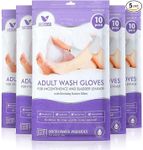 Medcosa Adult Washcloths - Unique Disposable Body Wipes Shaped Like a Glove - Unscented, Premoistened Wet Wipes - 5 Pack (50 Wash Cloths)