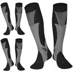 Compression Socks (3 Pairs) for Men Circulation 20-30 mmhg Medical Compression Stockings Women Nursing (Black, L-XL)