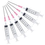 6 Pieces 5ML/CC Ink Filling Plastic Syringe with Bluent Stainless Needle Tip for Fountain Pen, Printer