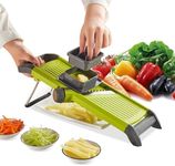 Adjustable Mandoline Food Slicer,Mandoline Slicer Vegetable Slicer Fruit Cutter Potato Slicer Tomato Slicer Onion Slicer for Kitchen Waffle Fry Cut Potato Chip Vegetable Onion Cheese French Fry