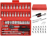 Kixre 46Pcs Socket Set, 1/4 Inch Drive Metic Socket Driver Bits Set,includ Quick-Release Ratchet Wrench,for Mechanic and Household Maintenance