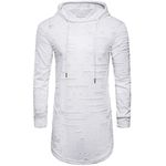 COTTORY Men's Pullover T-Shirt Hipster Hiphop Hoodied Long Sleeve Sweatshirts, B04_white, XL