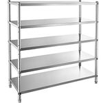 VEVOR Stainless Steel Shelving 48x18.5 Inch 5 Tier Adjustable Shelf Storage Unit Stainless Steel Heavy Duty Shelving for Kitchen Commercial Office Garage Storage 330lb Per Shelf