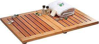 INDIAN DECOR. RW192 Wooden Bath Mat - Non-Slip Shower Floor Mat for Bathroom and Spa Folds for Easy Storage - Indoor and Outdoor Use - 18 x 24 Inches