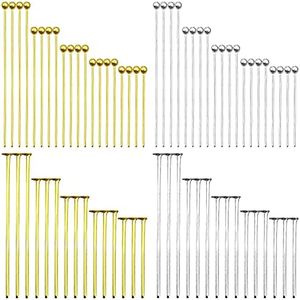 2000Pcs Assorted Head Pins Set for Jewelry Making,Jewelry Head Pins Kit includes 1000Pcs Ball Head Pins 1000Pcs Flat Head Pins Eye Pins for Jewelry Finding,DIY Craft(Silver,Gold)