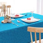 Khooti Washable Solid Jute Fabric Heat Resistant Rectangular Table Cover (50 x 60 Inches, Bondi Blue, Pack of 1)