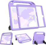 BMOUO Kids Case for iPad 5th/6th Generation, iPad 9.7 2018/2017 Case with Screen Protector, Shockproof iPad Air 2 Case with Handle Stand, Light Purple