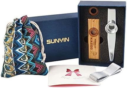 SUNYIN Wooden&Metal Kazoo,Beautiful Gift Box for Kids and Adults,Gift Packge of Musical Instrument(Sliver)