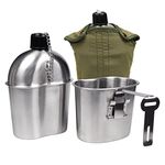 Goetland Goetland Stainless Steel WWII US Military Canteen Kit 1QT with 0.5QT Cup Nylon Cover G.I.