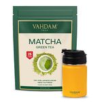 VAHDAM, Vitality Tea Flask 260 ml - Yellow + Certified Japanese Matcha Green Tea Powder - 50 gm (25 Servings) Combo