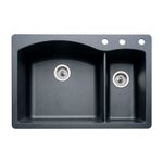 Blanco 440199-3 Diamond 3-Hole Double-Basin Drop-in or Undermount Granite Kitchen Sink, Anthracite