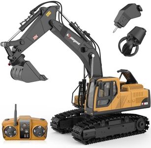 kolegend 3 in 1 Remote Control Excavator Toy 14 Channel RC Excavator Toy for Boys 3-12 with Bucket/Claw/Drill 2.4GHz Full Functional Construction Vehicles Toys Gift for 6 7 8 9 10 Years Old Kids Boys