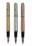 3 PCS Jinhao X750 Fountain Pen Medium 18KGP Nib in 3 Colors(Gold, Silver, Rose Gold) with Transparent Pen Pouch