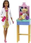 Barbie Pediatrician Playset, Brunette Doll (12-in/30.40-cm), Exam Table, X-ray, Stethoscope, Tool, Clip Board, Patient Doll, Teddy Bear, Great Gift for Ages 3 Years Old & Up